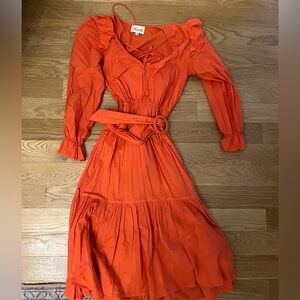 Orange cotton dress with belt